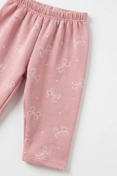 Pembe (1-5 Yaş) Fiyonk Baskılı 3 İp Şardonlu Kız Çocuk Kışlık Takım 497437