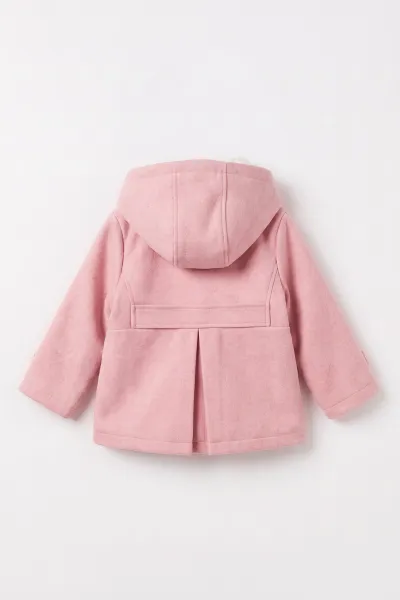 Pembe (1-5 Yaş) Fleto Cepli Kapüşonlu Kaşe Kız Bebek&Çocuk Mont 498787