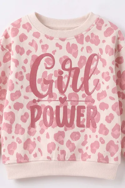 Pembe (1-5 Yaş) Girl Power Baskılı Alt Çimalı İçi Şardonlu Kız Çocuk Kışlık Takım 493962