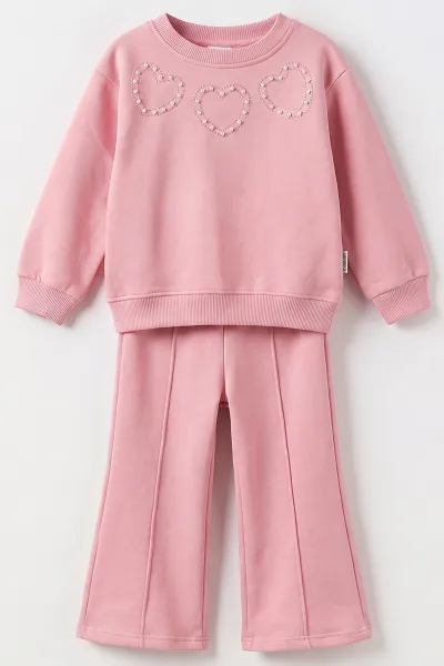 Pembe (1-5 Yaş)  İncili 3 İp Şardonlu Kız Çocuk  Takım 490706