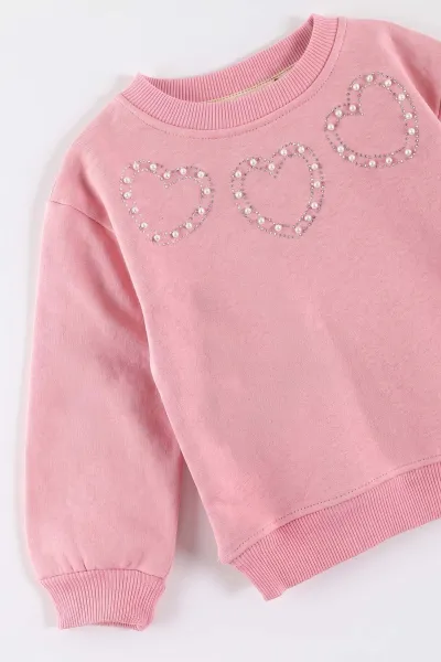 Pembe (1-5 Yaş)  İncili 3 İp Şardonlu Kız Çocuk  Takım 490706