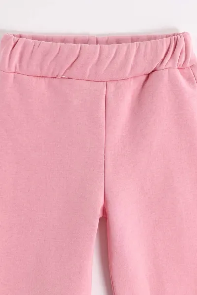 Pembe (1-5 Yaş) Kalın Çizgili Kalbi Peluş Nakışlı 3 İp Şardonlu Kız Çocuk Kışlık Takım 485386