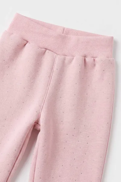 Pembe (1-5 Yaş) Kalp Nakışlı Taş Baskılı 3 İp Şardonlu Kız Çocuk Kışlık Takım 499737
