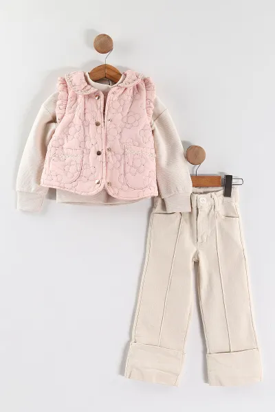 pembe-1-5-yas-kapitone-cicek-nakisli-yelekli-gabardin-pantolonlu-kiz-cocuk-3lu-takim-443844