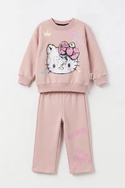 Pembe (1-5 Yaş) Karakter Baskılı 3 İp Şardonlu Kız Çocuk Kışlık Takım 498977