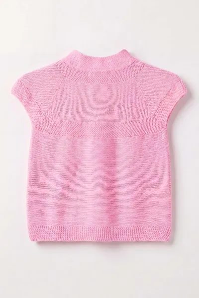 Pembe (1-5 Yaş) Ponpon Düğmeli Kız Çocuk Yelek 474185
