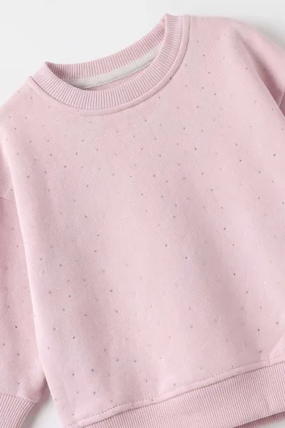 Pembe (1-5 Yaş) Taş Baskılı 3 İp Şardonlu Kız Çocuk Kışlık Takım 499214