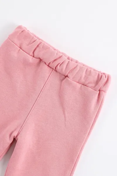 Pembe (1-5 Yaş) Taş Baskılı Kapüşonlu 3 İp Şardonlu Kız Çocuk Kışlık Takım 495803