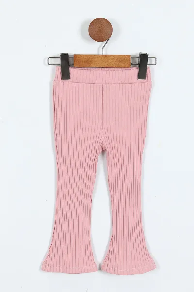 Pembe (1-5 Yaş)Ayıcık Nakışlı    Baskılı Fitilli Taytlı Kız Çocuk Takım 414325 414908