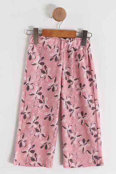 Pembe (1-5 Yaş)Fiyonk Baskılı Bürümcük Pantolonlu  Kız Çocuk  Yazlık Takım 436706