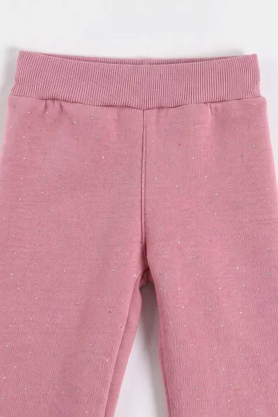 Pembe (1-5  Yaş)Fiyonk Nakışlı Altı Taşlı 3 İp Şardonlu Kız Çocuk Kışlık Takım 500300