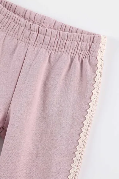 Pembe (1-5 Yaş)Pul Fiyonklu Nakışlı 3 İp Şardonlu Kız Çocuk Kışlık Takım 498063