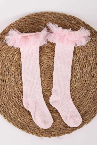 Pembe (1-6 Yaş )Tütülü Diz Altı Kız Bebek&Çocuk Çorap 454538