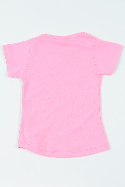 Pembe (1-6 yaş) Uzaylı At Baskılı Kız Çocuk Tişört 108417