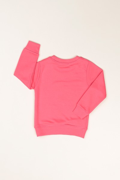 Pembe (1-8 Yaş) Çiçek Baskılı İçi Şardonlu Kız Çocuk Sweatshirt 81377