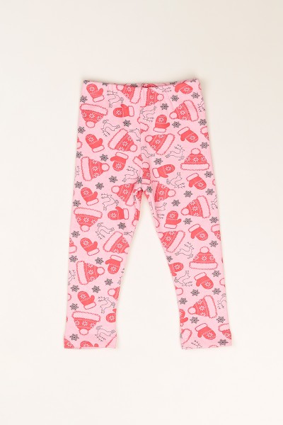 Pembe (1-9 Yaş) Baskılı İçi Şardonlu Kız Çocuk Tayt 82249