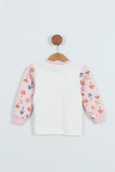 Pembe (1-9 Yaş) Baskılı Kız Çocuk Sweat 275807
