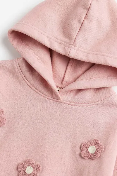 Pembe (1-9 Yaş) Çiçek Nakışlı Kapüşonlu  3 İp Şardonlu Kız Çocuk Kışlık Takım 482824