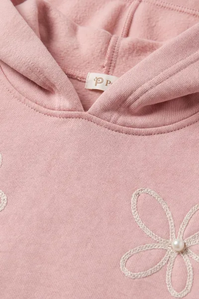 Pembe (1-9 Yaş) İncili Nakışlı Kapüşonlu  3 İp Şardonlu Kız Çocuk Kışlık Takım 482830