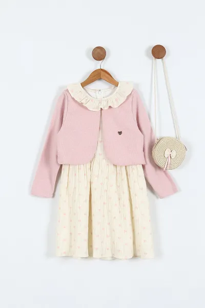 pembe-1-9-yas-kalp-desenli-ic-astarli-bolerolu-canta-detayli-kiz-cocuk-elbise-418581