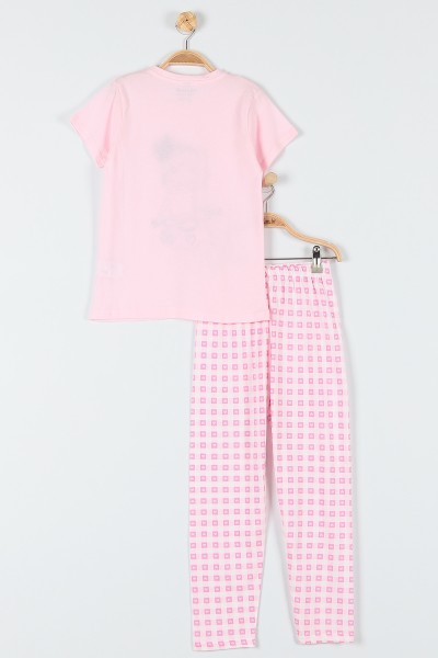 Pembe (10-12 Yaş) Kalp Motor Baskılı KIz Çocuk Pijama Takımı 182054