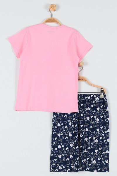 Pembe (10-12 Yaş) Pink Baskılı Kaprili KIz Çocuk Pijama Takımı 182029