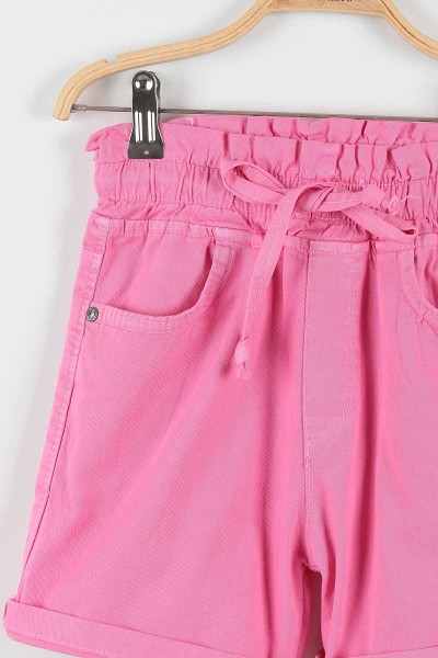 Pembe (10-14 Yaş) Belden Bağlamalı Cep Detaylı Kız Çocuk Şort 176129