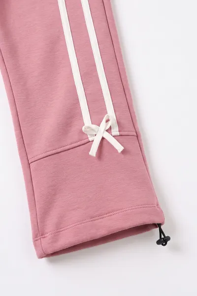 Pembe (10-14 Yaş)Fiyonk Nakışlı Serpme Taşlı Alt Stoperli  3 İp Şardonlu Kız Çocuk Kışlık Takım 499044