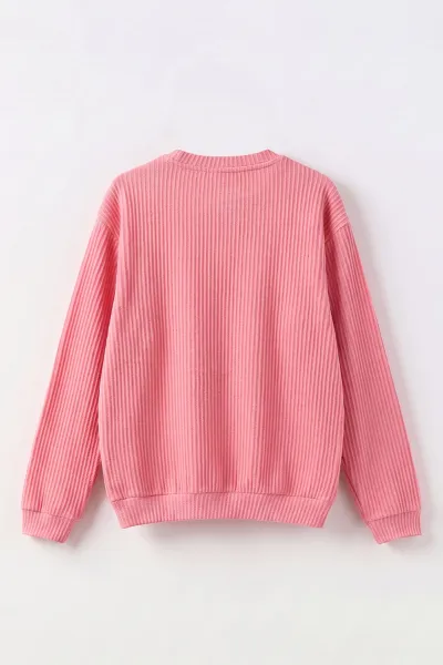 Pembe (5-16 Yaş) Kalp Nakışlı Kız Çocuk Sweatshirt 486509