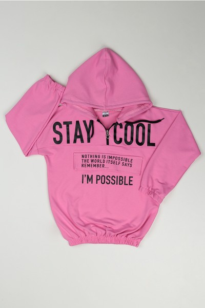 Pembe (12-16 Yaş) Stay Cool Baskılı Kız Çocuk Sweatshirt 89743