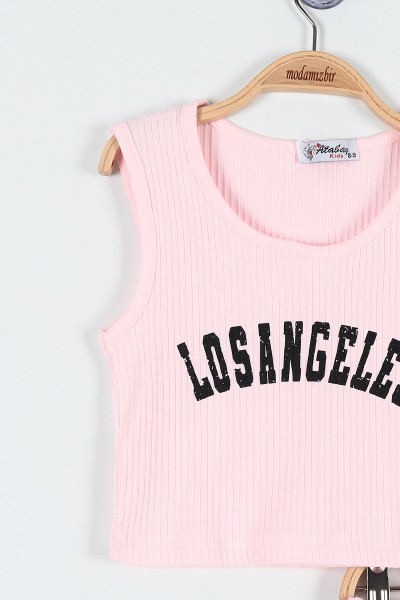 Pembe (13-16 Yaş) Losangeles Baskılı Fitilli Kız Çocuk Takım 184963