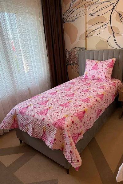 Pembe 160x240 Cm Tek Kişilik Prenses Pike Takımı 470013