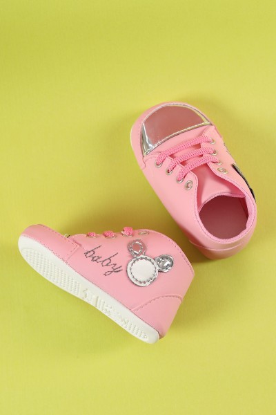 Pembe (18-19 Pappa) Baby Nakışlı Aynalı İlk Adım Kız Bebe Ayakkabısı 215414