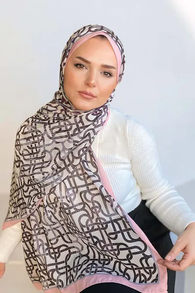 Soft Pembe 180X70 cm Dijital Baskı Jethro Desenli Pamuk Şal 332042