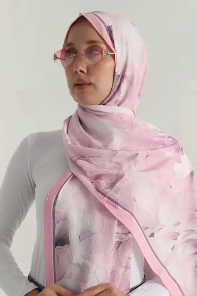 Pembe 180x75 Cm Our Fashion Dijital Baskılı Desenli Bambu Kraş Şal 396719