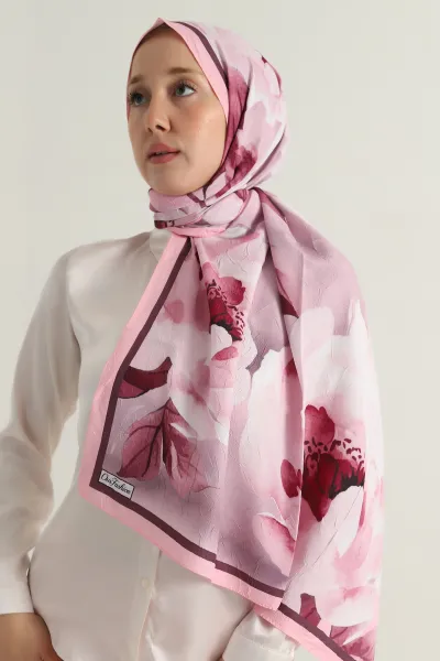 Pembe 180x75 Cm Our Fashion Dijital Baskılı Desenli Bambu Kraş Şal 396750