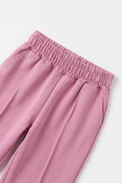 Pembe (2-10 Yaş) Çiçek Desenli Fiyonklu Bol Paça 2 İp Kız Çocuk Takım 485178