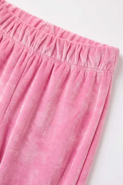 Pembe (2-10 Yaş)  Kapüşonlu Nakışlı  Kadife Kız Çocuk Takım 481262