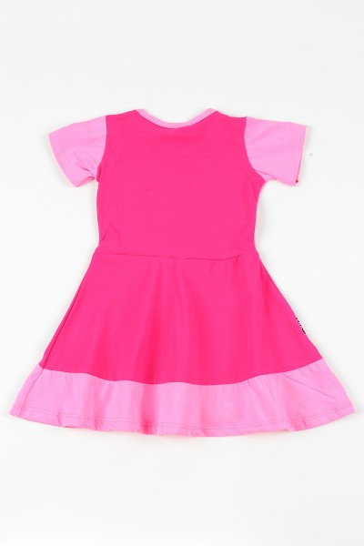 Pembe (2-10 yaş) Minnie Mouse Pul İşlemeli  Önü Kurdeleli Kız Çocuk Elbise 108680