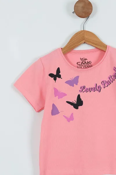 Pembe (2-11 Yaş) Baskılı Kız Çocuk Tişört 271364