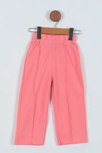 Pembe (2-11 Yaş) Baskılı Kol Fırfırlı Çimalı Kız Çocuk Takım 229365
