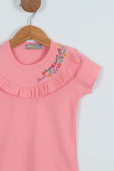 Pembe (2-11 Yaş) Nakışlı Kız Çocuk Tişört 276540