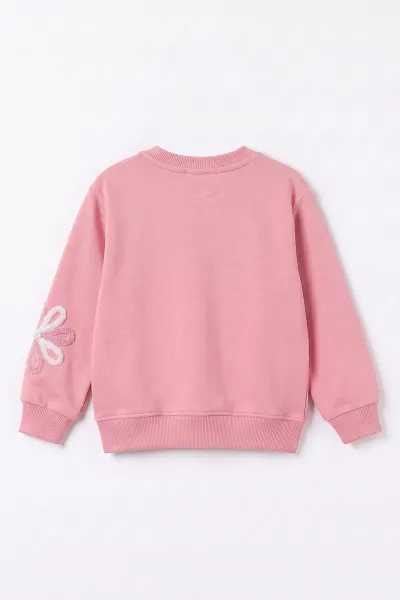 Pembe (2-11 Yaş)  Süzene Nakışlı İçi Şardonlu Kız Çocuk Sweatshirt 499987