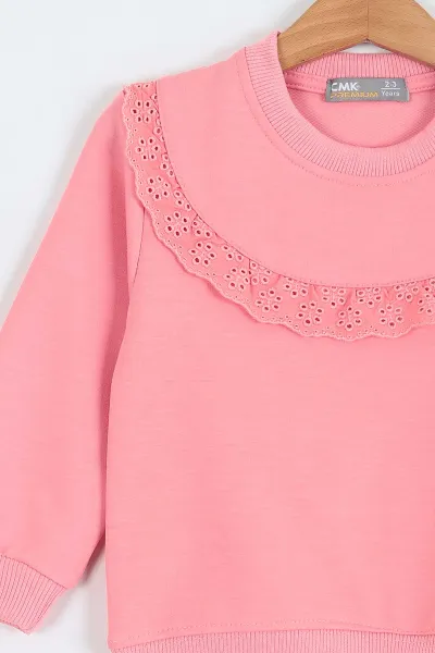 Pembe (2-11 Yaş) Yaka Jakarlı İki İp Kız Çocuk Takım 229379
