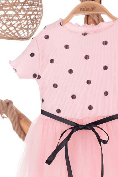 Pembe (2-4 yaş) Puanlı Tüllü Kız Çocuk Elbise 171255