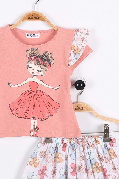 Pembe (2-5 Yaş) Baskılı Kız Çocuk İkili Takım 175382