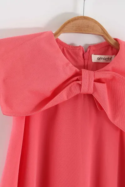 Pembe (2-5 Yaş) Fiyonk Yaka Kolsuz Arka Fermuarlı Kız Çocuk Elbise 464694