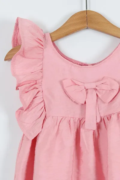 Pembe (2-5 Yaş) Gofre Kumaş Kol Fırfırlı Pantolonlu Kız Çocuk Takım 262424