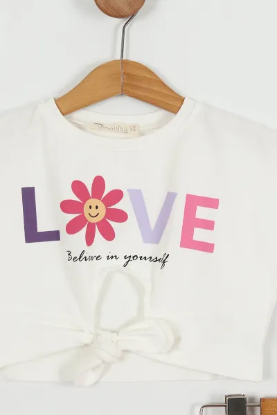 Pembe (2-5 Yaş) Love Baskılı Belden Bağlamalı Kız Çocuk Takım 255194