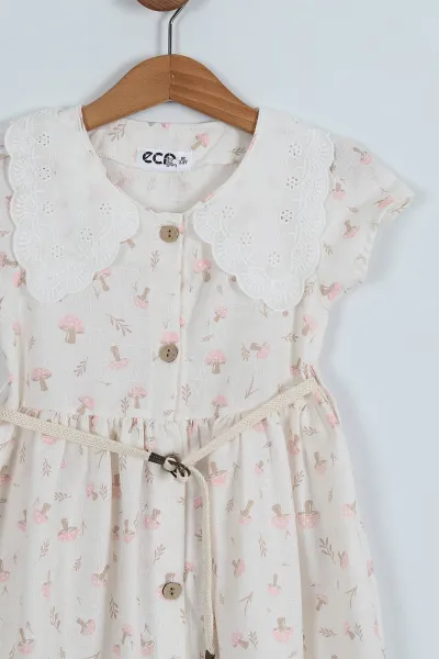 Pembe (2-5 Yaş) Mantar Desenli Kız Çocuk Elbise 246863